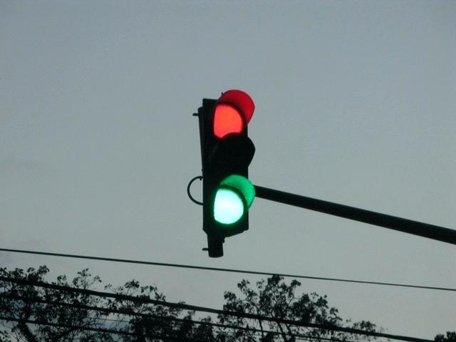 red and green lights on meme template