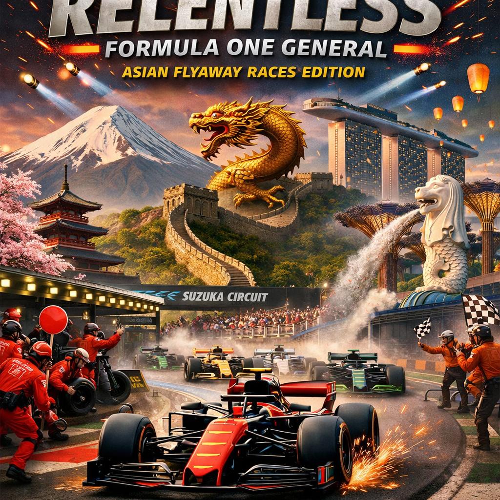 Plantilla de meme Relentless Formula One (Asian flyaway races edition)