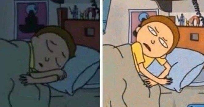 Plantilla de meme Rick and morty sleeping meme