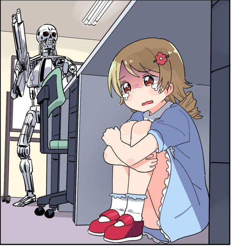Plantilla de meme robot, anime girl hiding, animinator