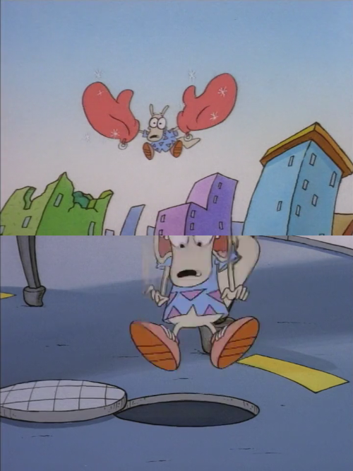 Plantilla de meme Rocko falls into a manhole
