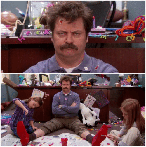 Plantilla de meme Ron Swanson Babysitting