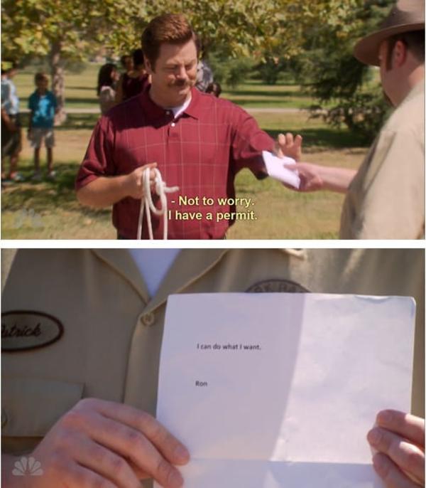 Plantilla de meme Ron Swanson I can do what I want