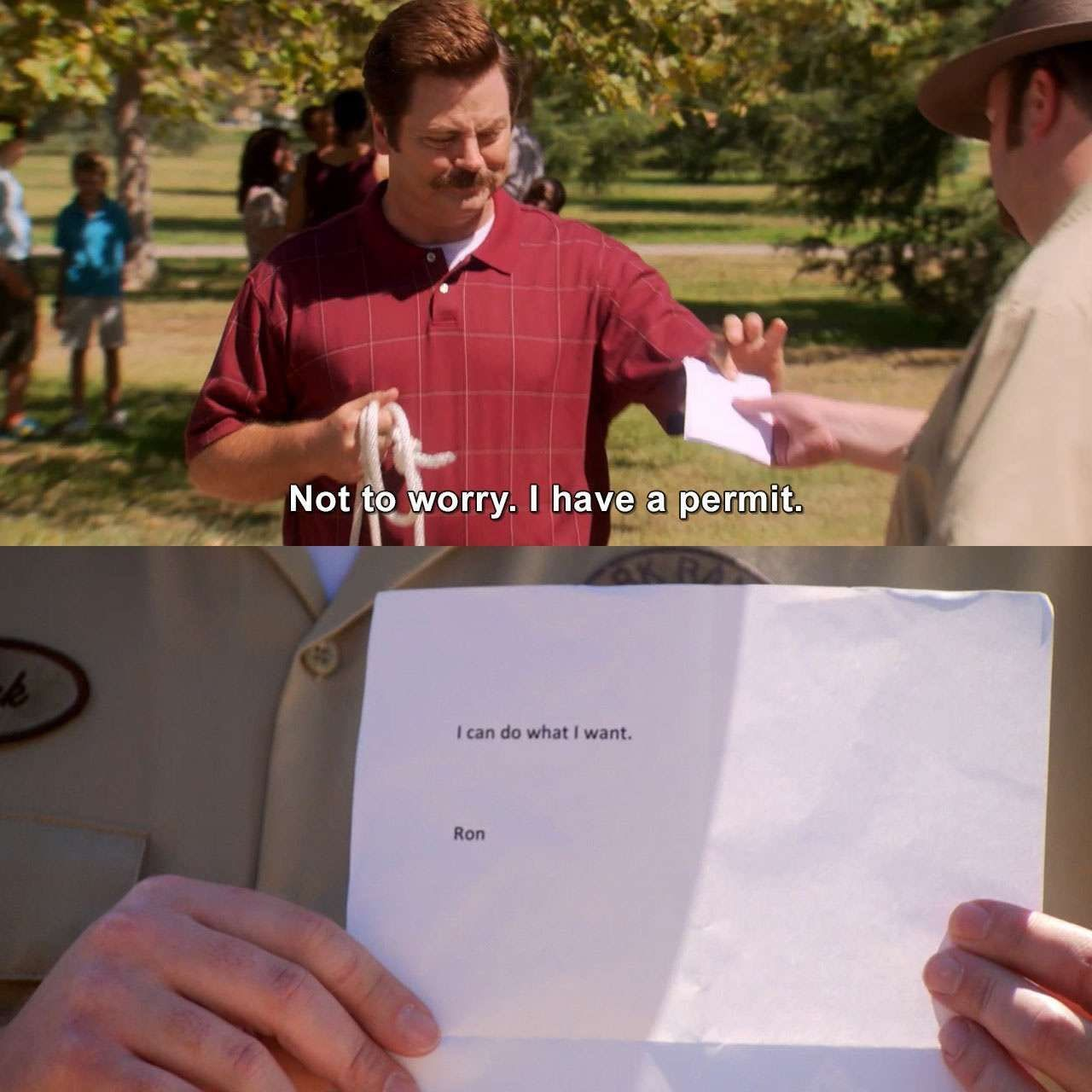 Template meme Ron Swanson I Can Do What I Want Permit