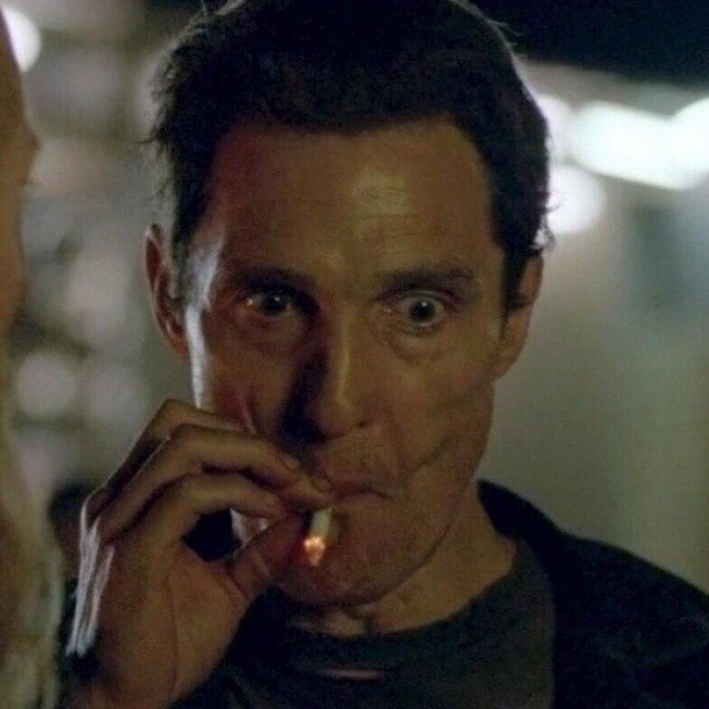 Plantilla de meme rust cohle smoking