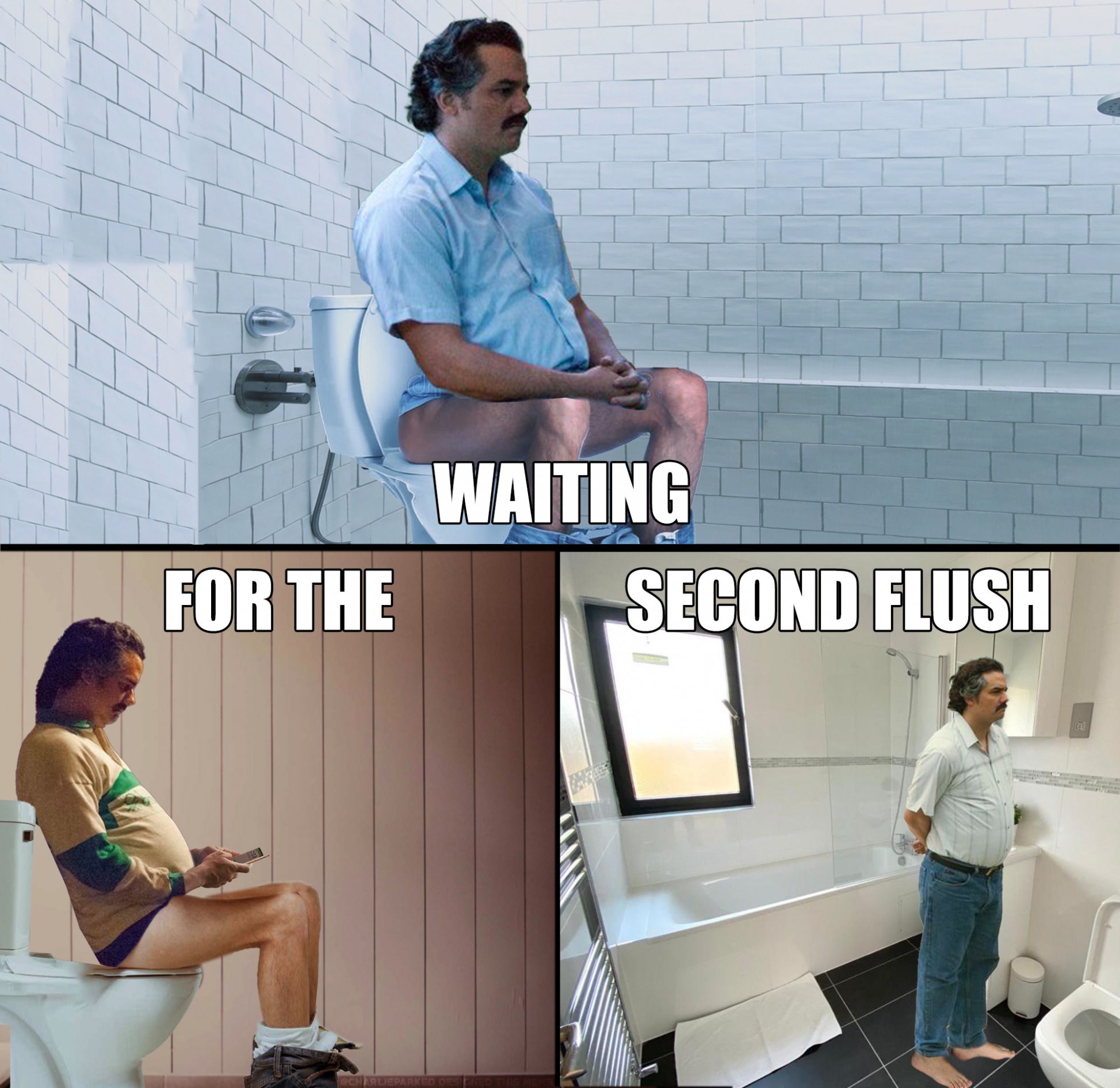 Plantilla de meme Sad Pablo Escobar Meme - bathroom