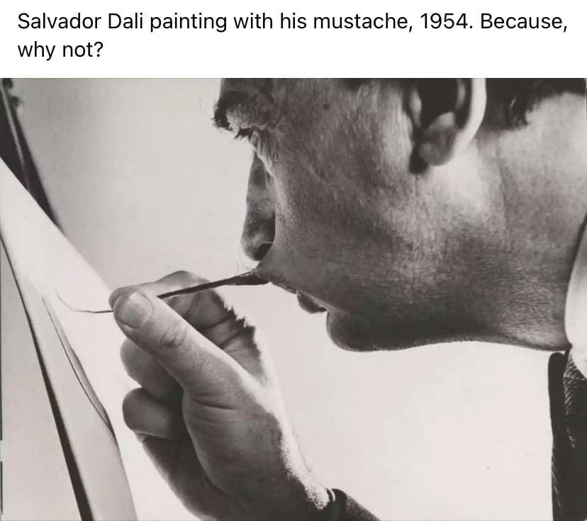 Template meme Salvador Dali painting with mustache