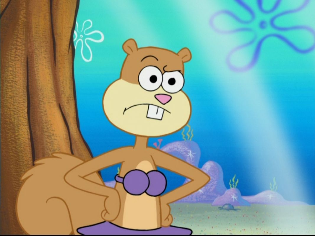 Plantilla de meme Sandy Cheeks Suspicious