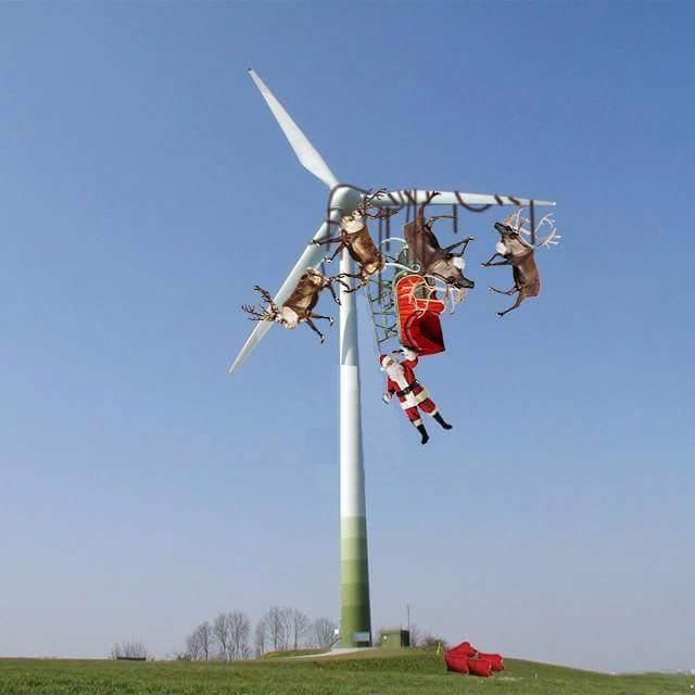 Santa sleigh reindeer windmill Christmas meme template