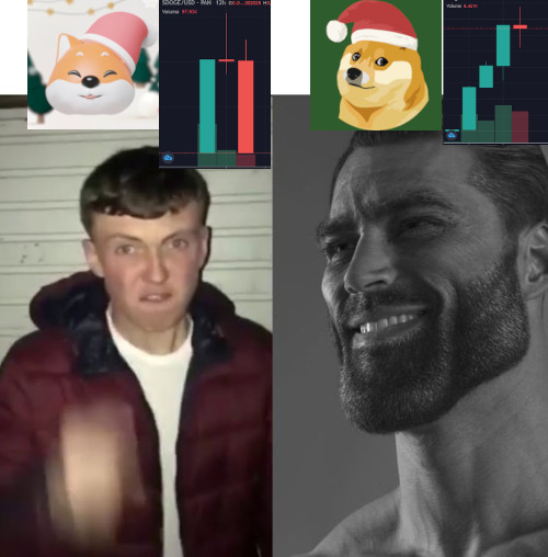 Plantilla de meme SantaDoge vs "SantaDoge"