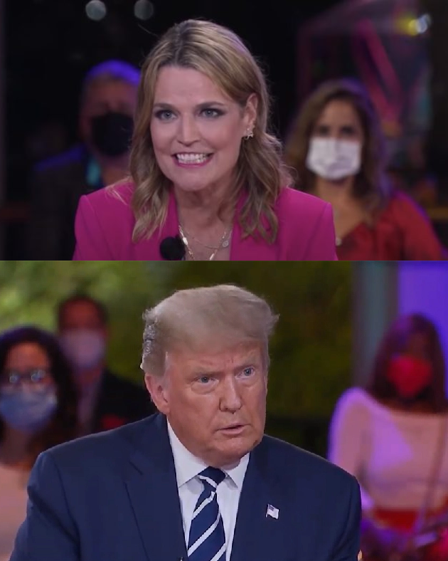 Plantilla de meme Savannah Guthrie Versus Donald Trump