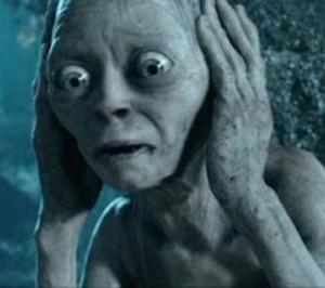 Plantilla de meme Scared Gollum