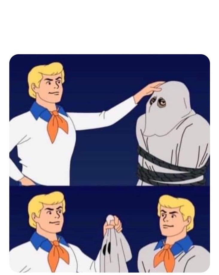 Template meme SCOOBY DOO FRED UNMASKS FRED