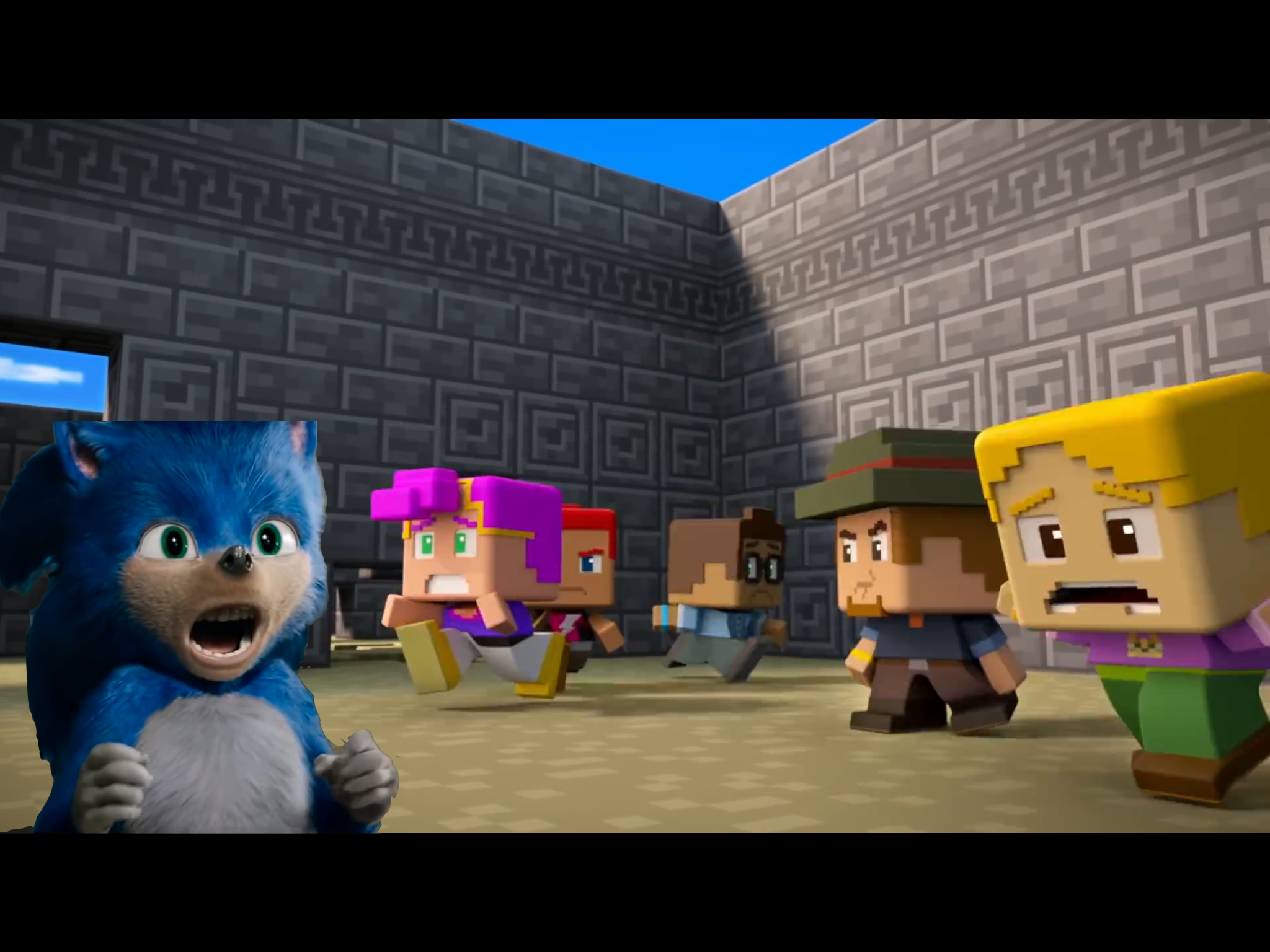 Template meme Screaming 2019 Movie Sonic in Minecraft Mini Series