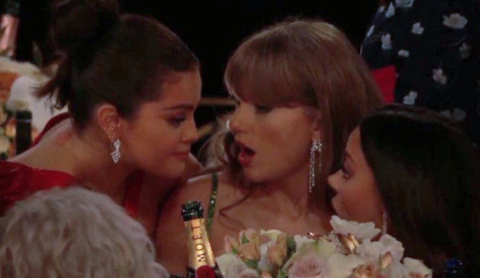 Template meme Selena Gomez and Taylor Swift at the Golden Globes