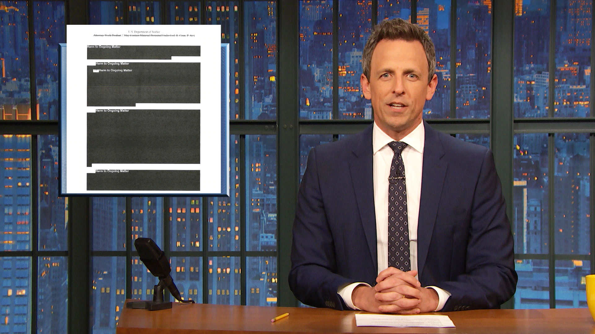 Plantilla de meme Seth Meyers Mueller report redaction