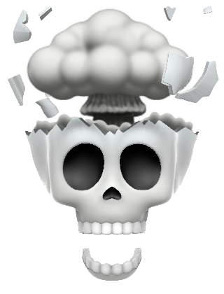 Plantilla de meme shocked brain explode skull emoji (iphone)