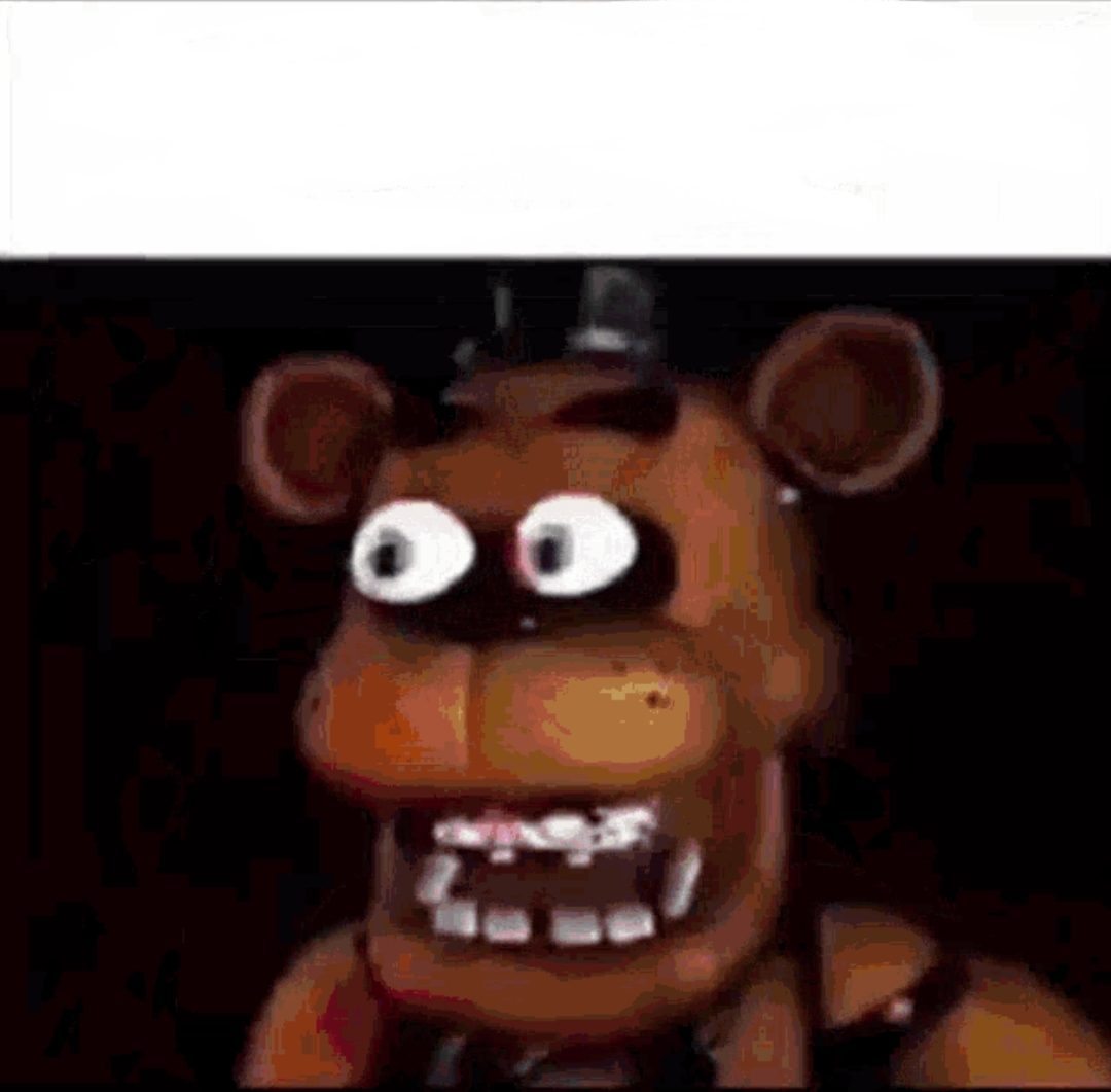 Template meme Shocked Freddy Fazbear