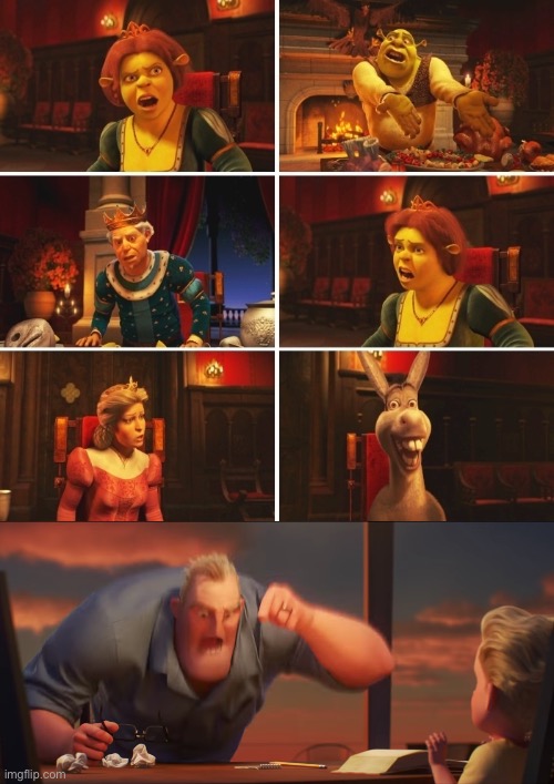Template meme Shrek Fiona Harold Donkey With Math is Math