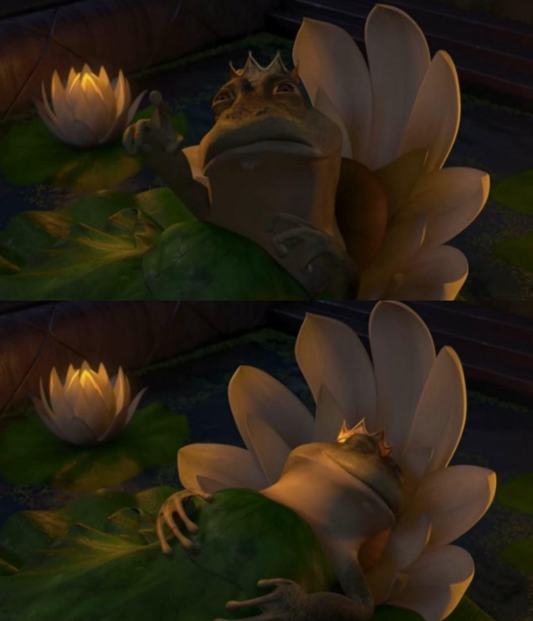 Plantilla de meme Shrek King Harold Dying