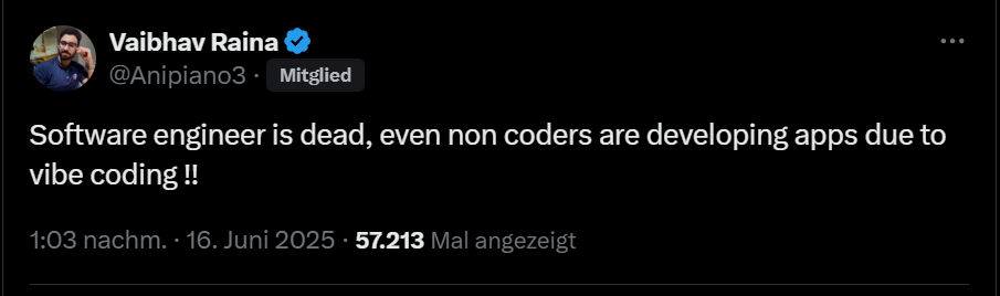 Template meme silly anti vibe coding tweet