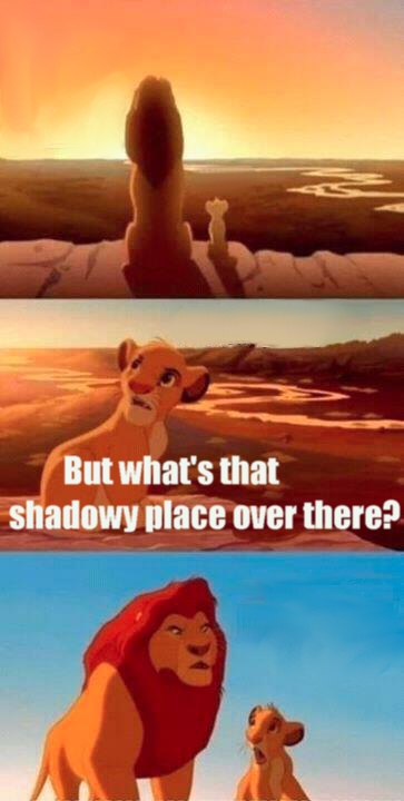 Plantilla de meme Simba Shadowy Place