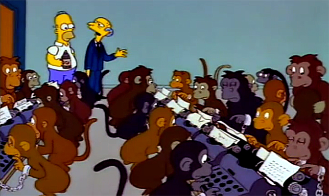 Plantilla de meme Simpsons Monkey Typewriter