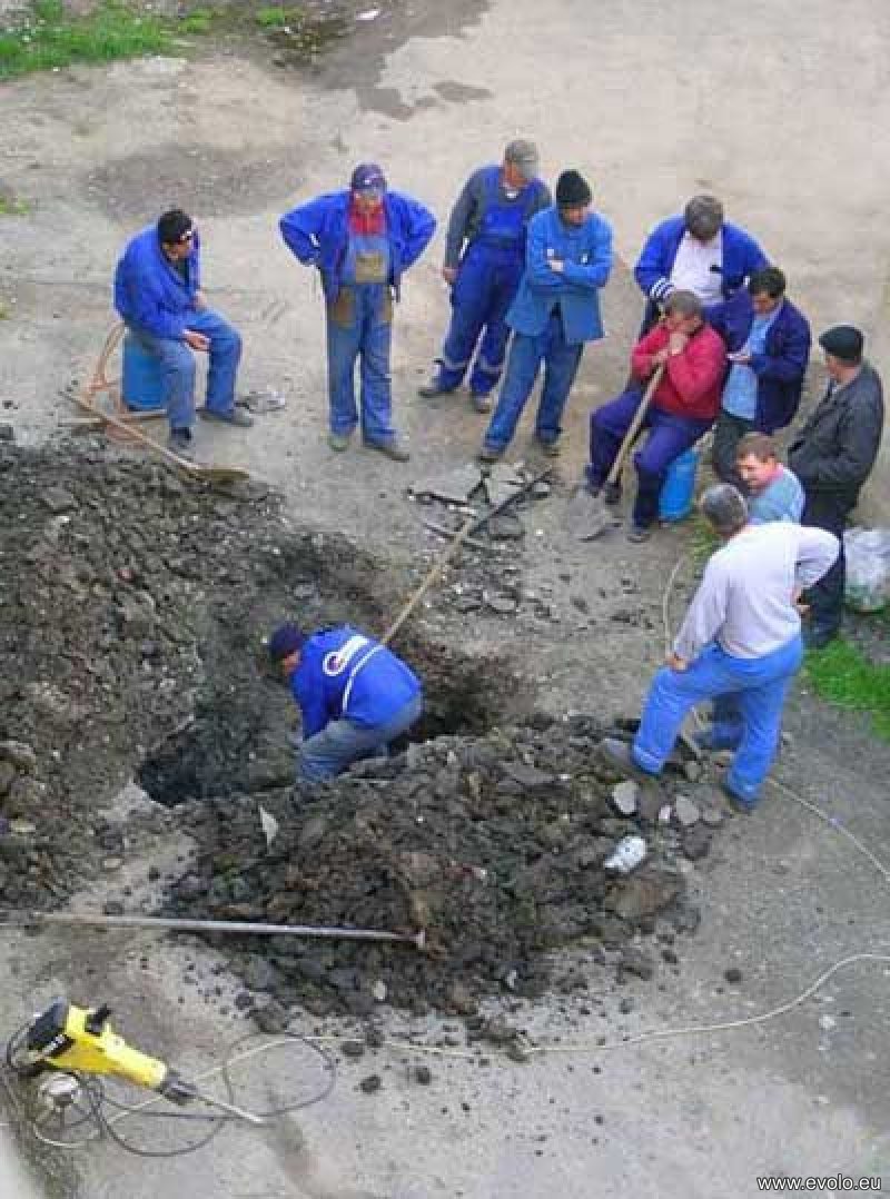 Template meme single worker digging hole