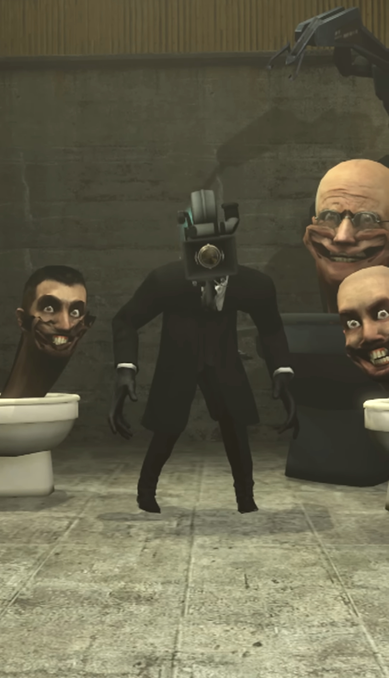 Template meme Skibidi Toilets and Cameraman staring at you