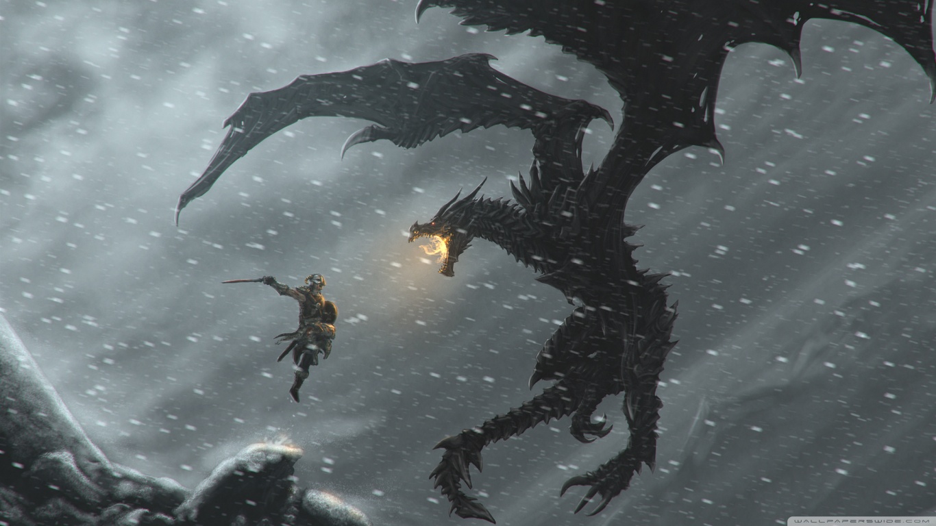 Plantilla de meme Skyrim Dragon Fight
