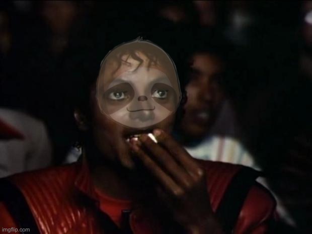 Plantilla de meme Sloth Michael Jackson popcorn