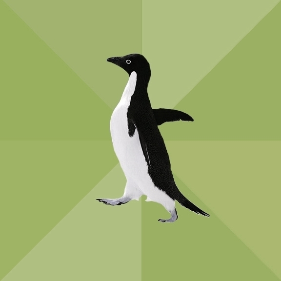 Template meme Socially Average Penguin