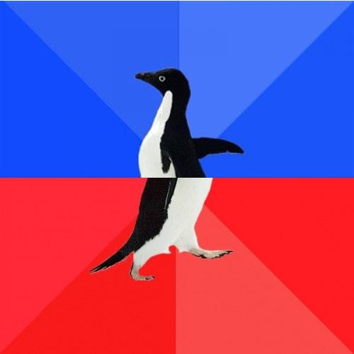 Template meme Socially Awkward Awesome Penguin