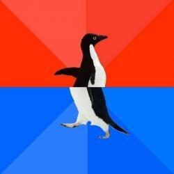 Template meme Socially awkward penguin red top blue bottom