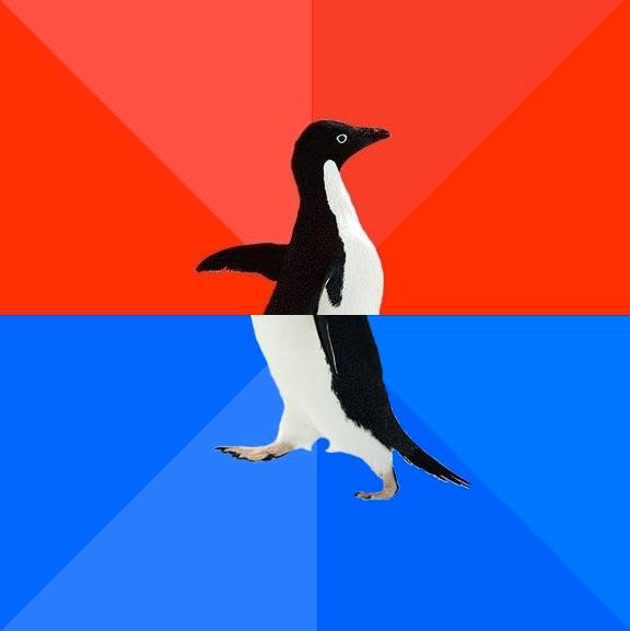 Template meme Socially awkward pinguin