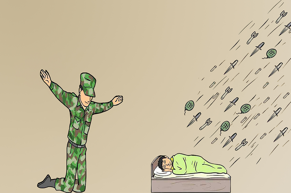 Template meme Soldier not protecting child