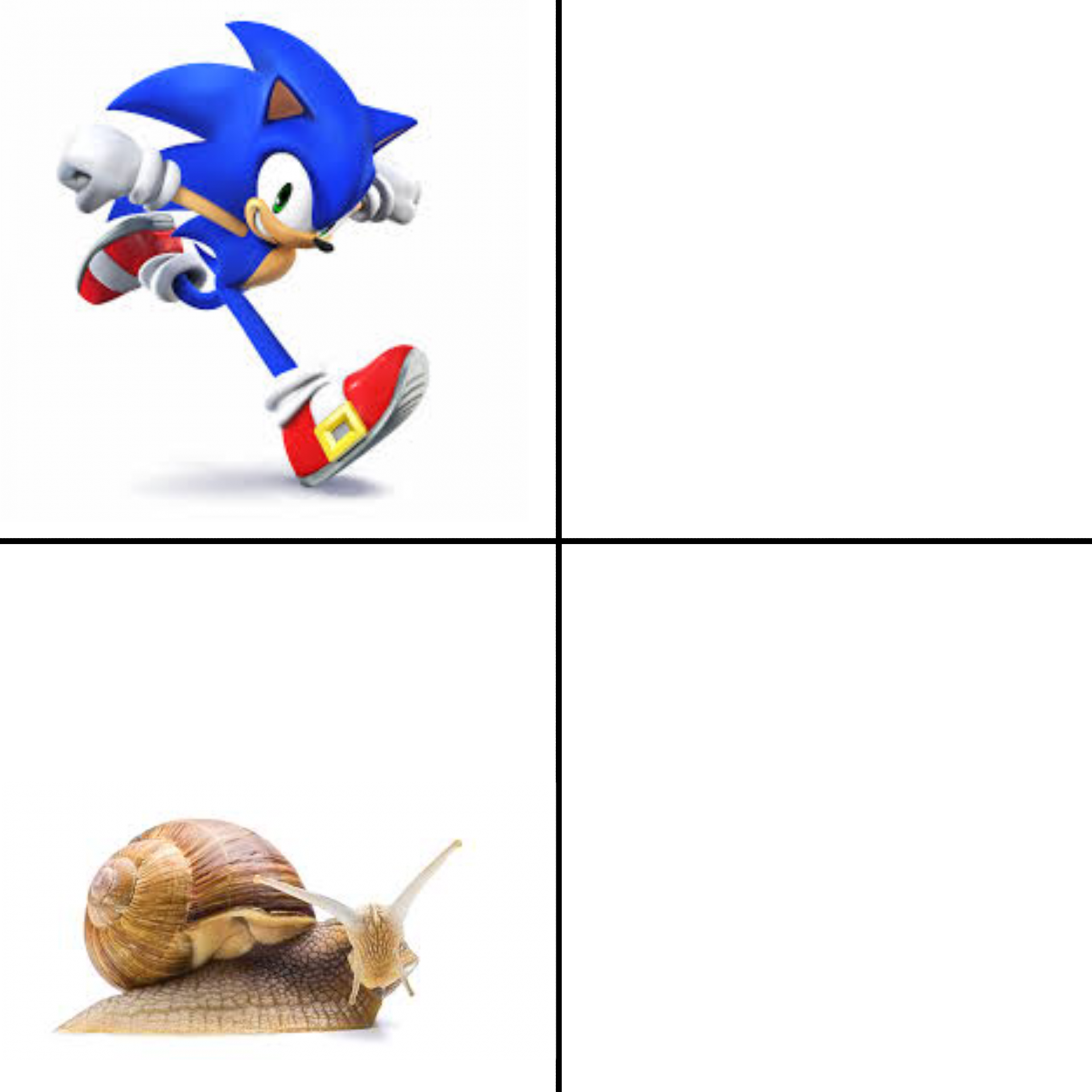 Plantilla de meme Sonic vs snail
