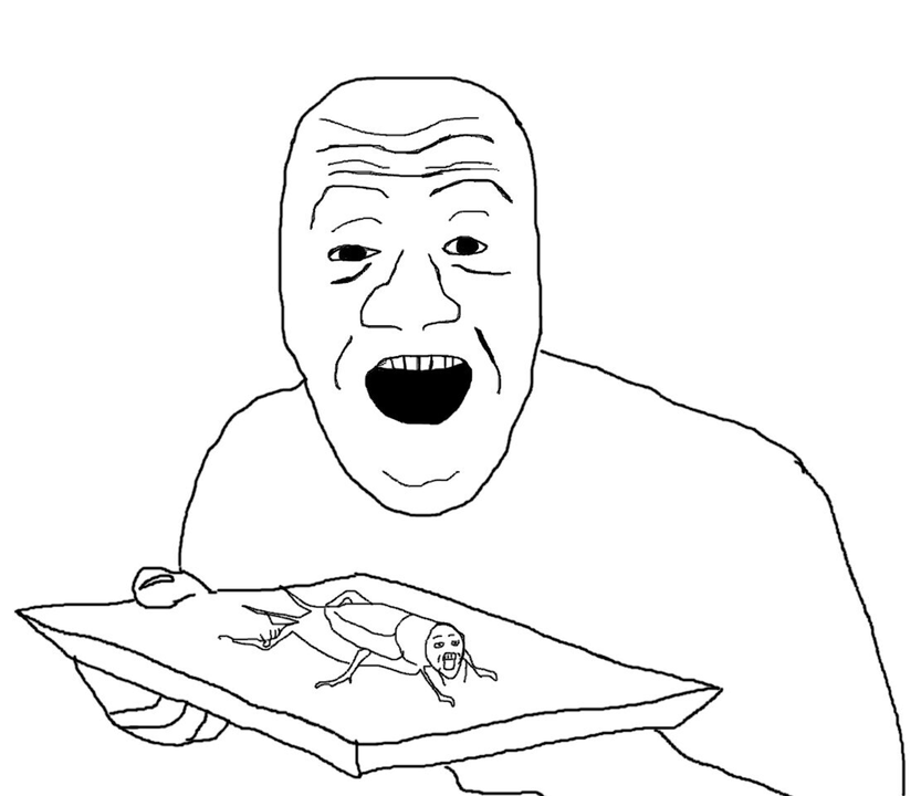 Soyjak serves you a grasshopper meme template