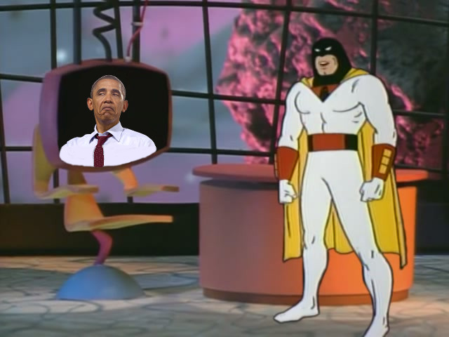 Plantilla de meme Space Ghost Obama interview