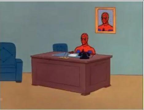 Plantilla de meme Spiderman Computer Desk