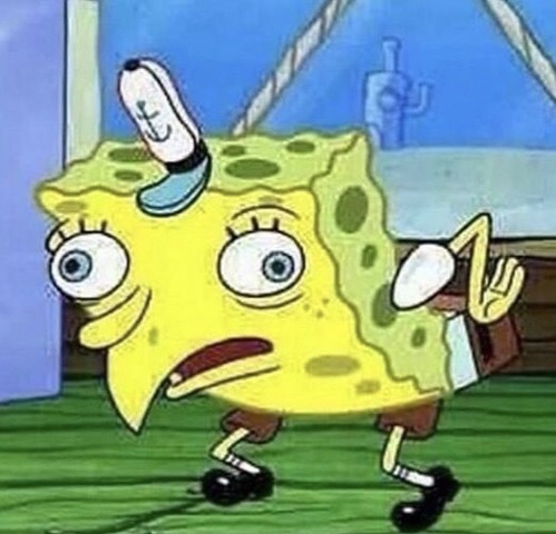 Template meme Spongebob chicken 