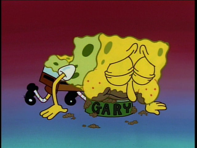 Spongebob eating snail food meme template