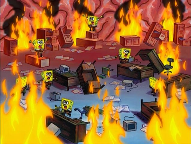 Template meme spongebob fire