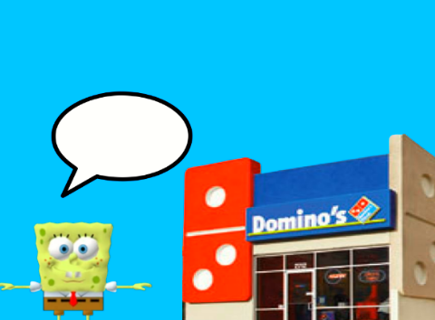 Template meme spongebob goes to a domino's