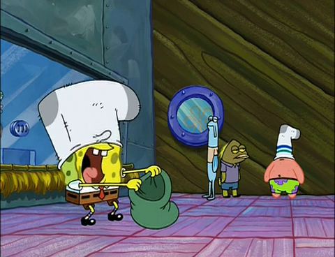 Spongebob money in bag meme template