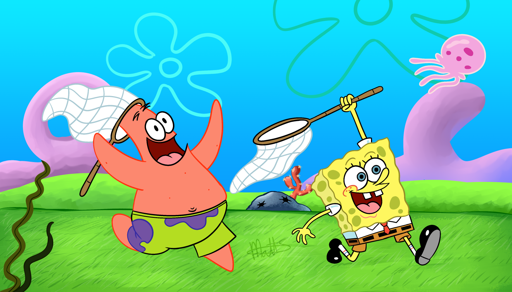 Plantilla de meme Spongebob Patrick Jellyfish