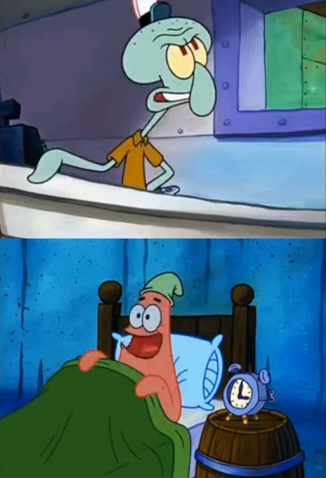 Plantilla de meme Squidward and Patrick 3 AM