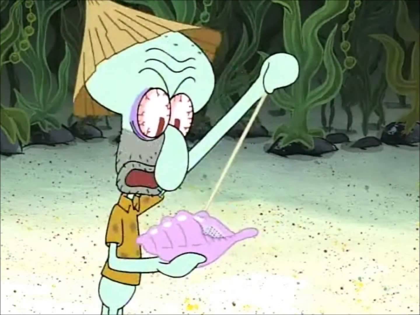 Plantilla de meme Squidward Conch Shell