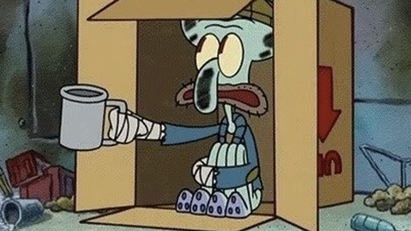 Plantilla de meme Squidward Spare Change