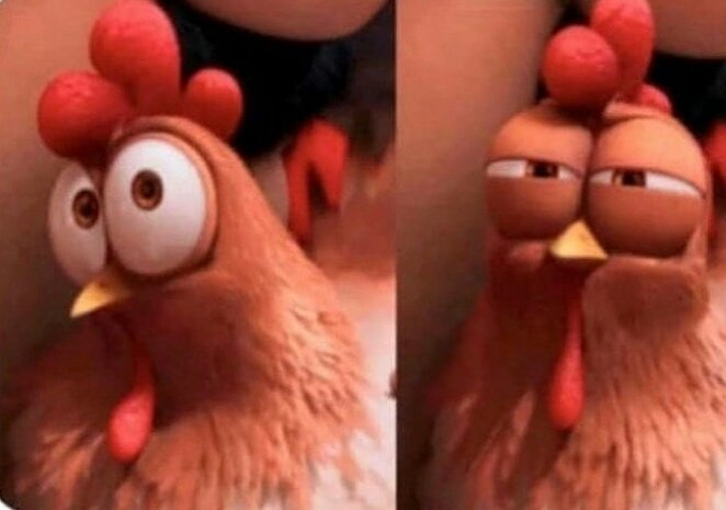 Plantilla de meme Squinting Chicken